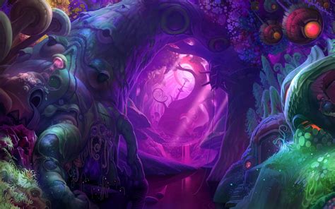 Hd Wallpaper Fantasy The World Magic Tree Mushrooms