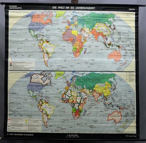 World Map History Mural Vintage Rollable Wall Chart 15500 Picclick
