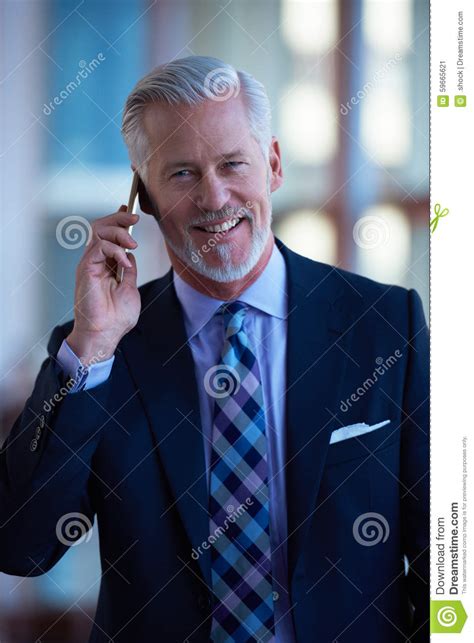 Senior Business Man Talk On Mobile Phone Stock Image Image Of