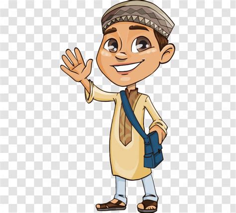 Muslim Islam Child Clip Art Hand Hand Painted Cartoon Boy Middle