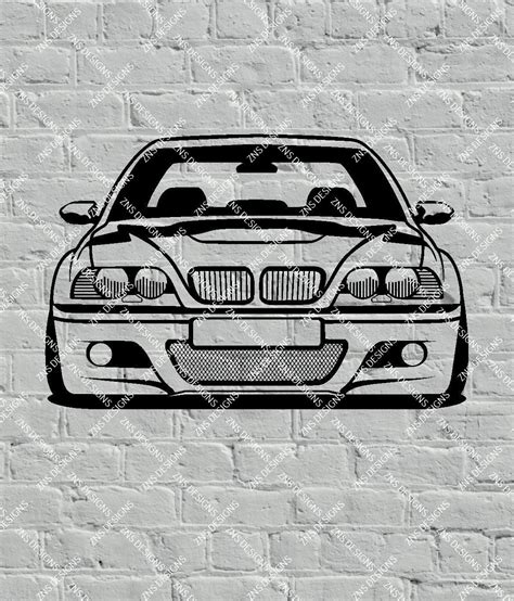 Bmw E46 M3 Dxf Svg Vector File For Laser Cut Print Vinyl Drawing Etsy