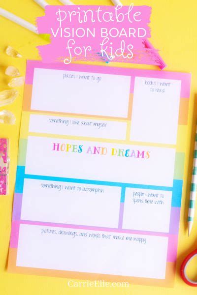 Printable Vision Board Template For Kids Carrie Elle