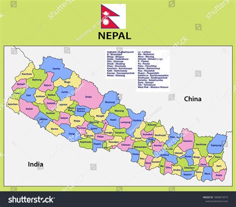 Nepal Map Nepal Administrative Map Nepal Stock Vector Royalty Free