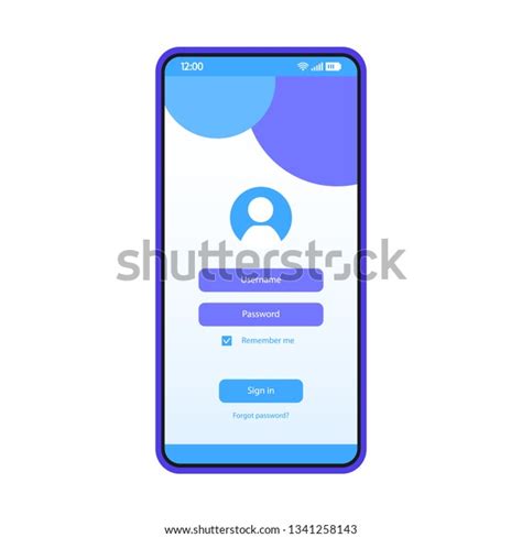 Login Page Smartphone Interface Vector Template Mobile App Page Blue
