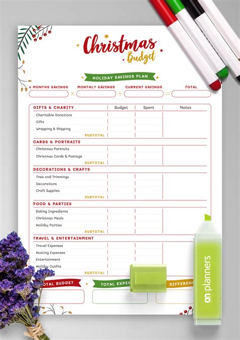Download Printable Christmas Style Christmas Budget Pdf