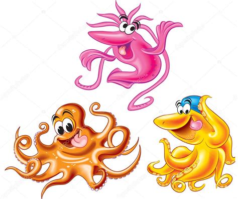 Squid And Octopus — Stock Vector © Wikki33 5304054