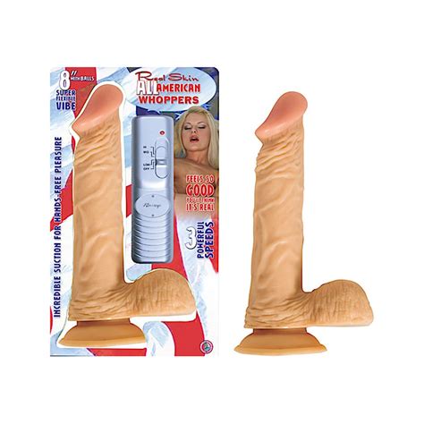 All American Whopper 8 Inches Vibrating Dong Balls Beige