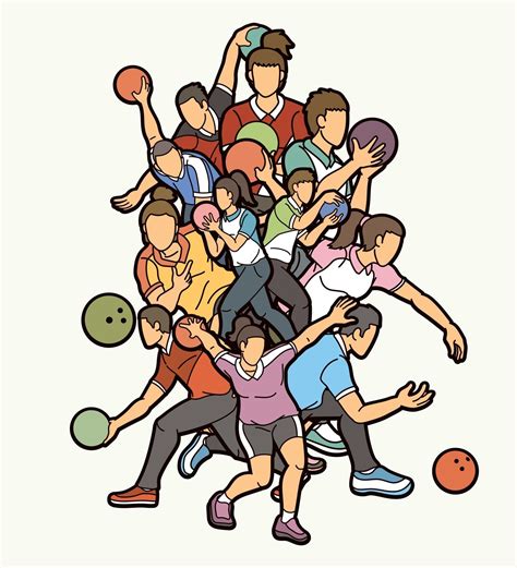 Group Of Bowling Sport Players Men And Women 2248357 Vector Art At Vecteezy