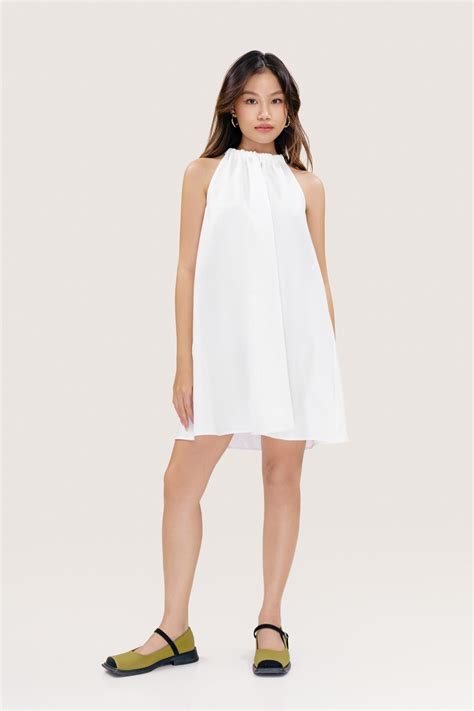 White Bowtie Halter Neck Mini Dress LibÉ