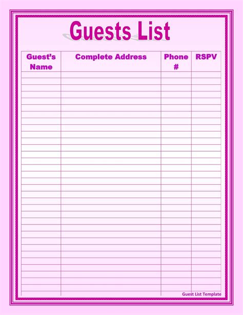 35 Beautiful Wedding Guest List And Itinerary Templates