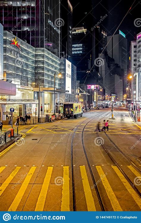 Night View Of Street In Hong Kong Editorial Photography Image Of