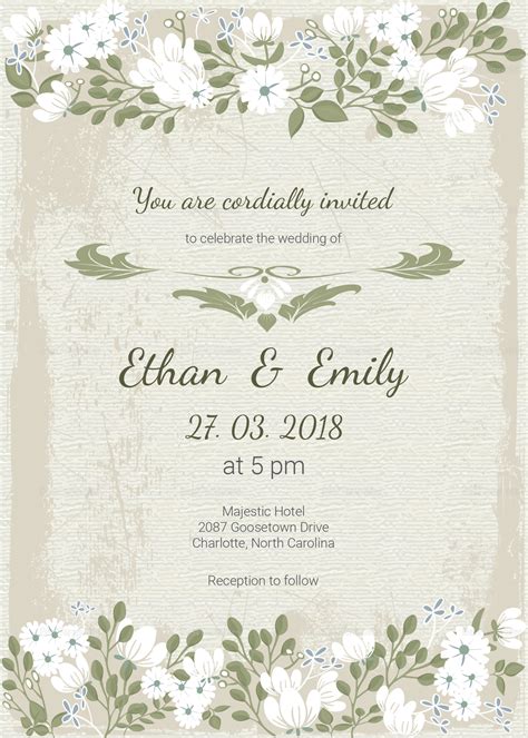 Vintage Wedding Invitation Card Template In Psd Word