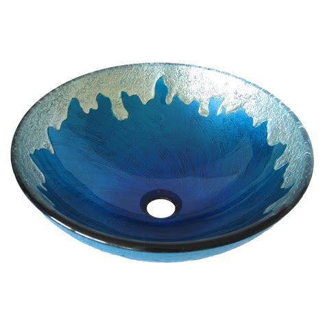 Novatto Hand Painted Glass Vessel Sink Bright Blue