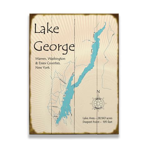 Lake George New York Map Sign Old Wood Signs