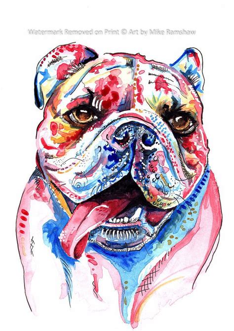 British Bulldog English Bulldog Painting Art Print Poster Artwork