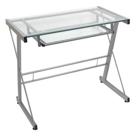 Buy top selling products like flash furniture clear tempered glass desk and forest gate harbor modern corner computer desk. Solo Small Glass Top Computer Desk in Silver - D31S29
