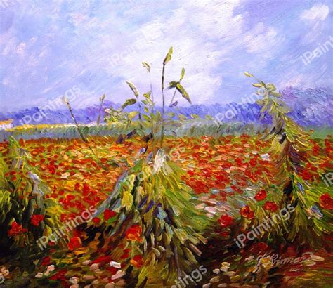 A Field With Poppies Painting By Vincent Van Gogh Reproduction