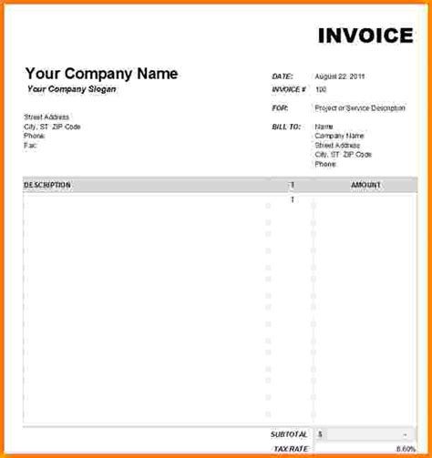 Free Blank Invoice Template For Excel