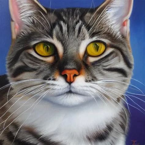 Gray Tabby Cat Oil Painting Openart