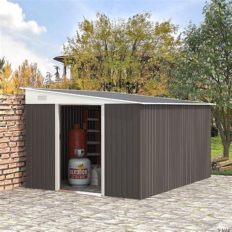 Outsunny X Steel Garden Storage Shed Outdoor Metal Tool House With Double Sliding Doors