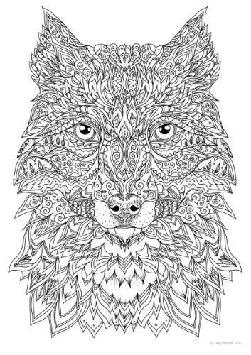 Laden sie lizenzfreie malvorlage mit mandala. Wolf | Coloriage animaux, Livre de couleur et Coloriage