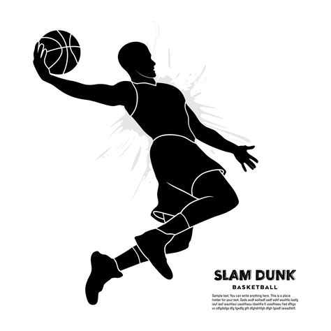 Male Basketball Player Jumps For A Slam Dunk Vector Illustration