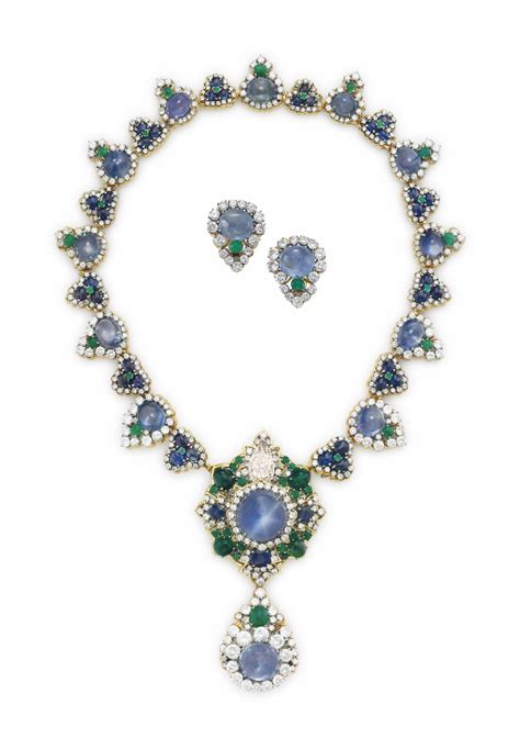 A Set Of Sapphire Emerald And Diamond Jewelry By David Webb