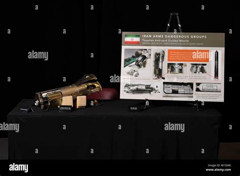 A Display Shows Iranian Made Anti Tank Missile Remnants At Joint Base