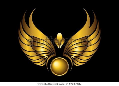 Golden Wings Logo On Black Background Stock Vector Royalty Free