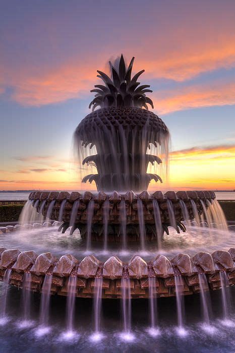 Pineapple Fountain Charleston Sc Sunrise Poster By Dustin K Ryan