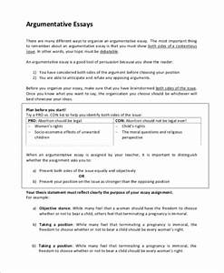 argumentative essay sample pdf
