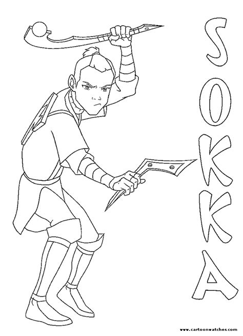 He turns out to be the avatar and the only hope for the world. Sokka coloring page