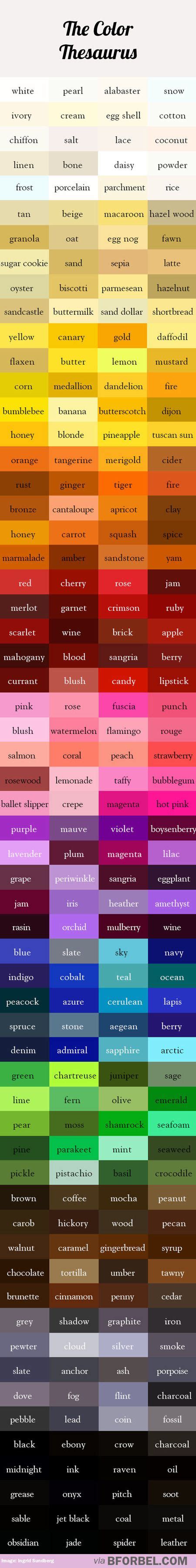 Psychology Introducing The Color Thesaurus To Help You Describe The