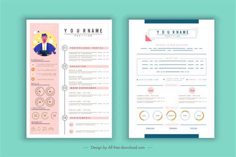 Cv Template Contemporary Layout Candidate Icon Decor Vectors Graphic