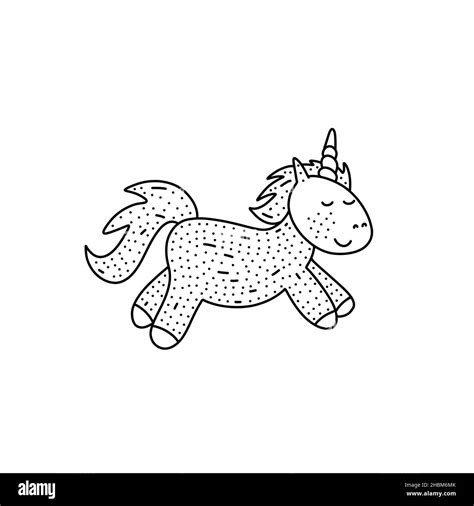 Hand Drawn Unicorn In Doodle Style Isolated On White Vector