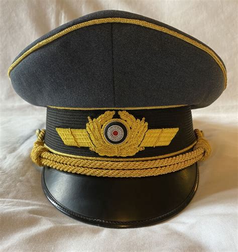 Ww2 German Luftwaffe Airforce Military General Officers Visor Hat Cap
