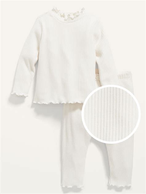 Cozy Rib Knit Lettuce Edge Top And Pants Set For Baby Old Navy