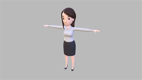 cartoongirl008 office girl buy royalty free 3d model by bariacg [e931ae8] sketchfab store