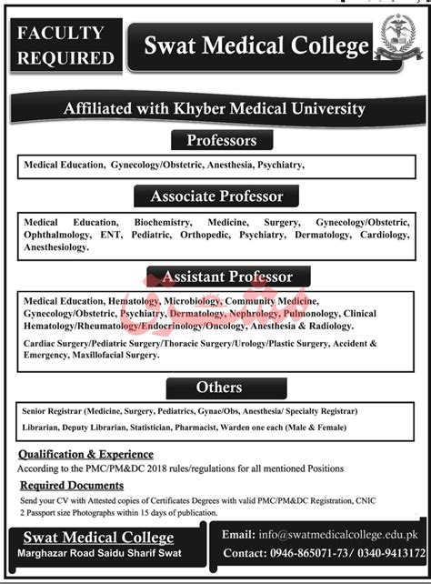 Swat Medical College Professor Jobs 2021 Murtazaweb Com