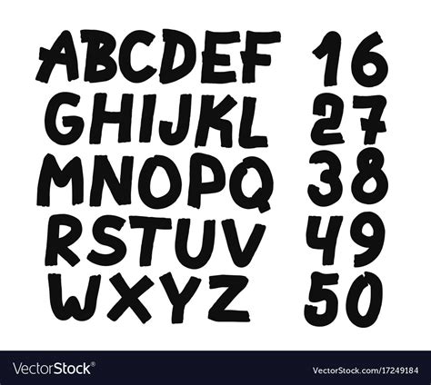 Hand Drawn Letters And Numbers Font Royalty Free Vector