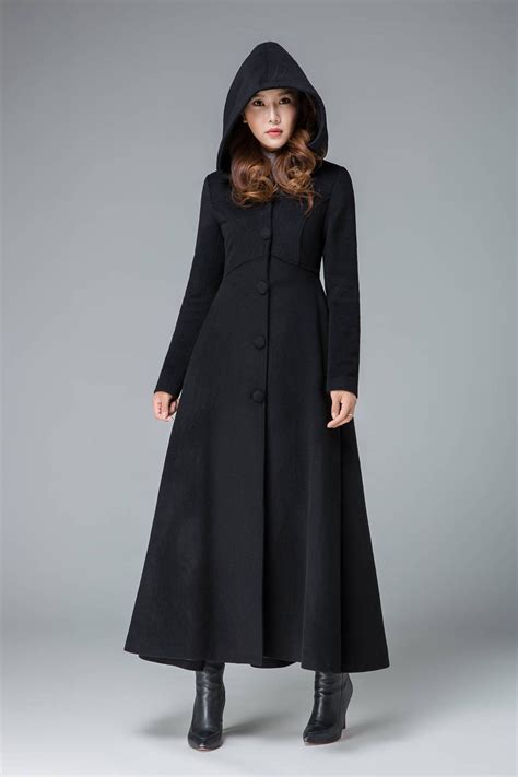 Long Wool Coat Womens Winter Coat Hooded Coat Maxi Etsy Uk Wool