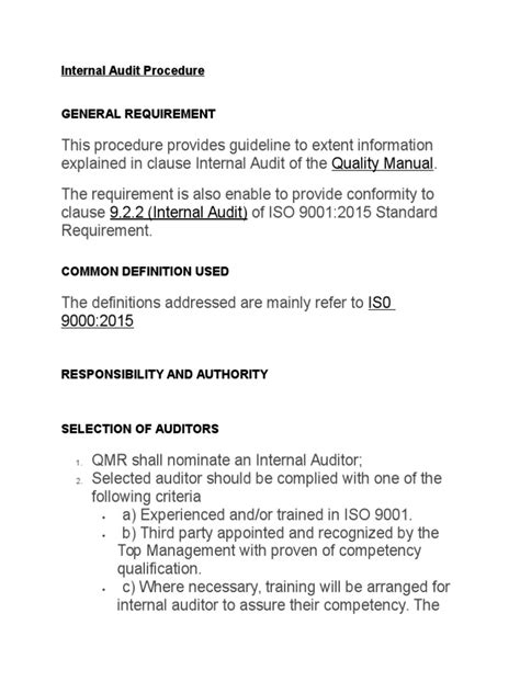 هدية مجانية للأعضاء ,, ولانه ثمنه غالي لا يغلى عليكم فتم وضعه لكم. Internal Audit ISO 9001:2015 Procedure | Internal Audit ...