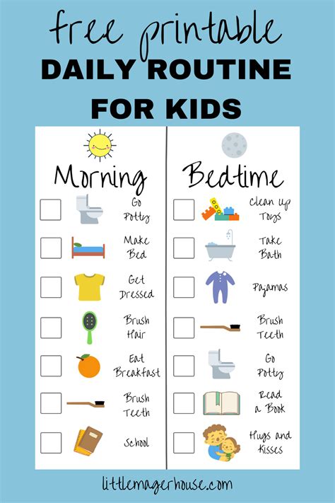 Free Printable Kids Daily Routine Checklist Little Mager