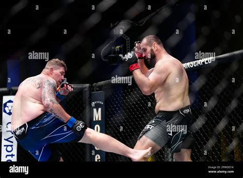 Las Vegas Nv April 29 Martin Buday And Jake Collier Fight In A Heavyweight Bout At Ufc Apex