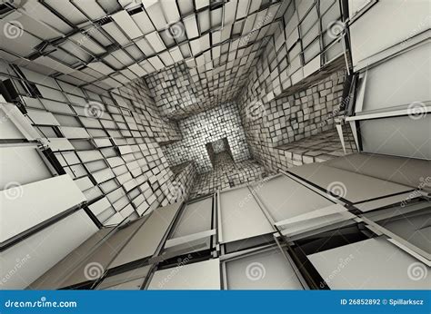 3d Futuristic Tiled Mosaic Labyrinth Interior Stock Illustration