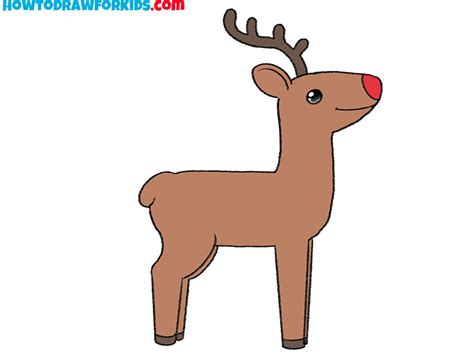 How To Draw Rudolph The Red Nosed Reindeer Easy Tutorial