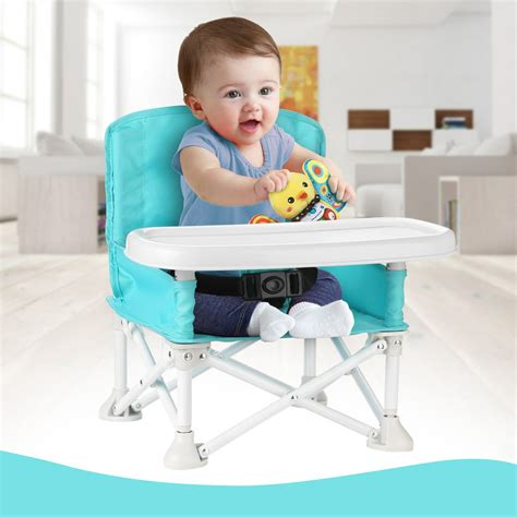 Image Baby Booster Seat With Tray Folding Portable High Chair Tip Free