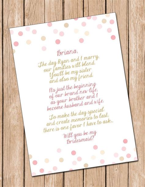 Will You Be My Bridesmaid Digital File Sister In Law Card