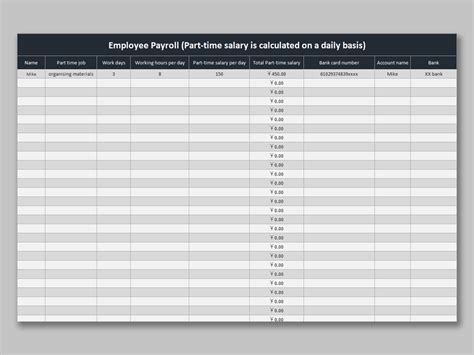 Excel Of Employee Payroll For Part Time Salaryxlsx Wps Free Templates