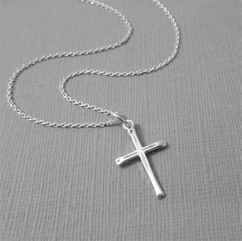 Simple Silver Cross Necklace Sterling Silver Cross Necklace Etsy